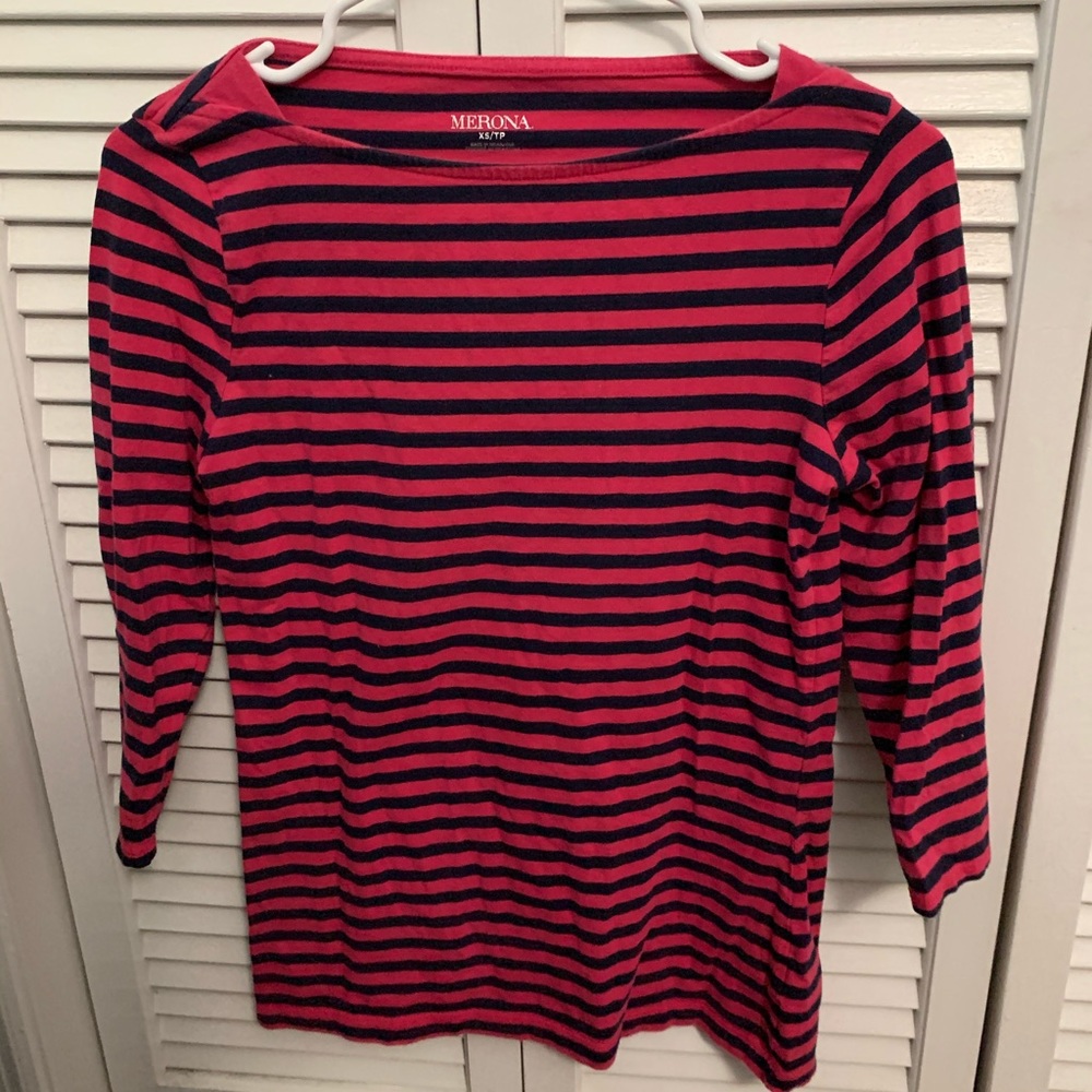 *5 for $25 deal* Hot Pink and Navy 3/4 Shirt